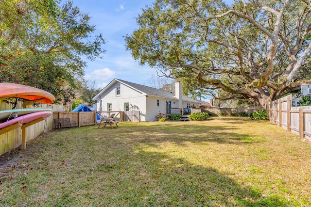 view of yard featuring a fenced backyard