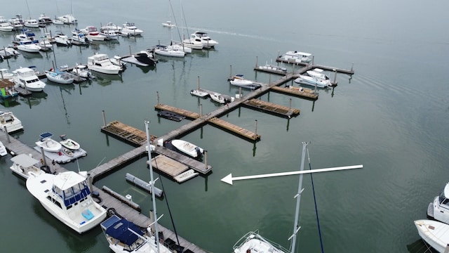 dock area with view of marina and a water view