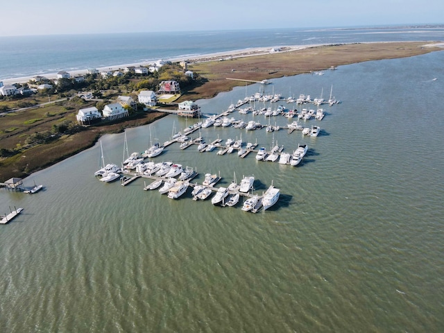 aerial view of property's location featuring a nearby body of water