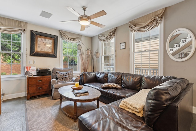 87 America St Unit A, B, C, Charleston, SC 29403 - living area with baseboards and ceiling fan