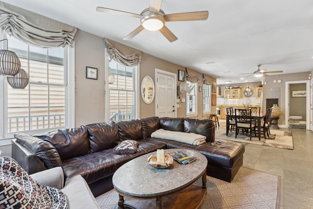87 America St Unit A, B, C, Charleston, SC 29403 - living area featuring a ceiling fan and tile patterned floors