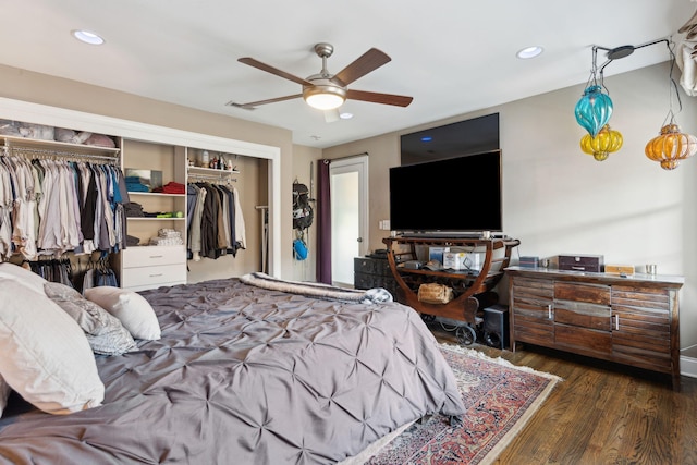 87 America St Unit A, B, C, Charleston, SC 29403 - bedroom with a closet, wood finished floors, recessed lighting, and a ceiling fan