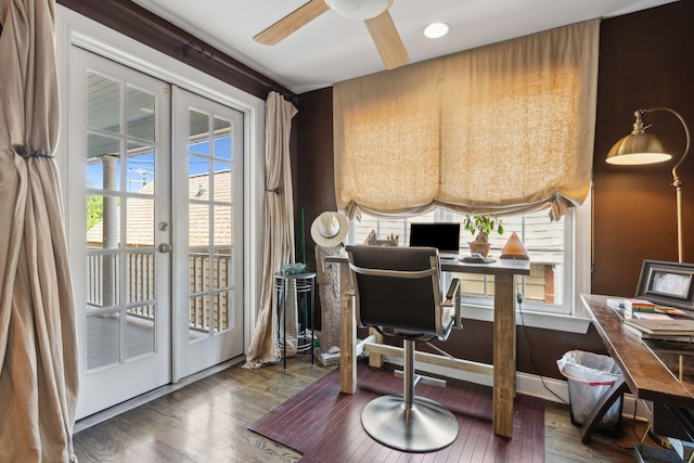 87 America St Unit A, B, C, Charleston, SC 29403 - office space with wood finished floors, a ceiling fan, and french doors
