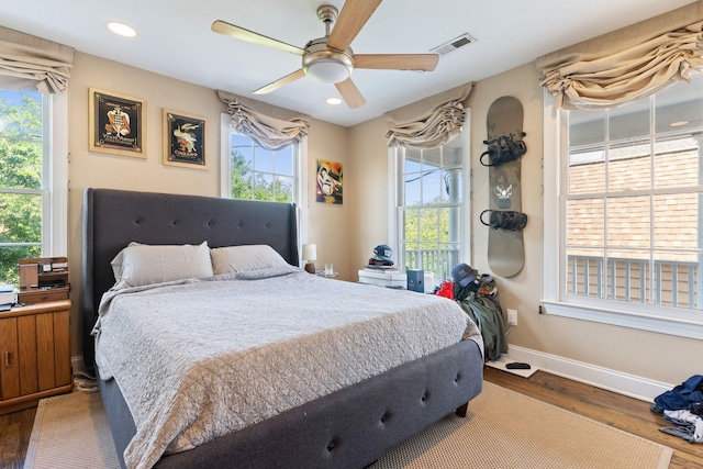 87 America St Unit A, B, C, Charleston, SC 29403 - bedroom featuring wood finished floors, baseboards, recessed lighting, and a ceiling fan