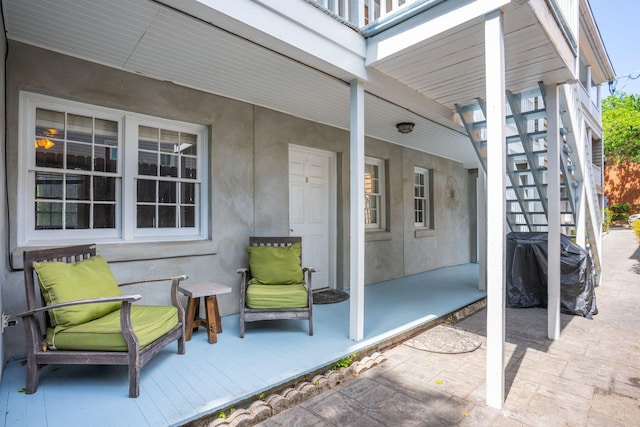 87 America St Unit A, B, C, Charleston, SC 29403 - view of patio featuring stairs and area for grilling