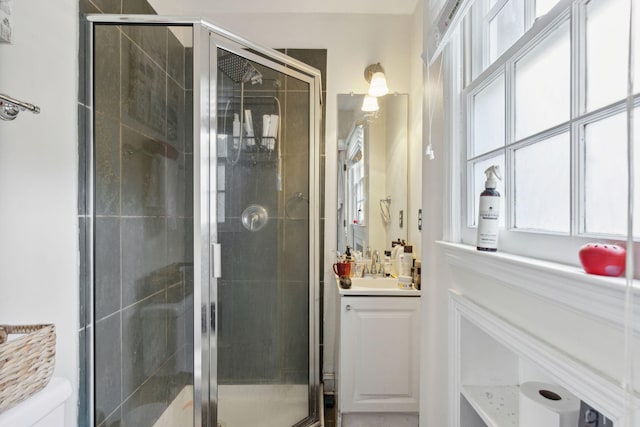 87 America St Unit A, B, C, Charleston, SC 29403 - full bathroom featuring a shower stall, vanity, and toilet