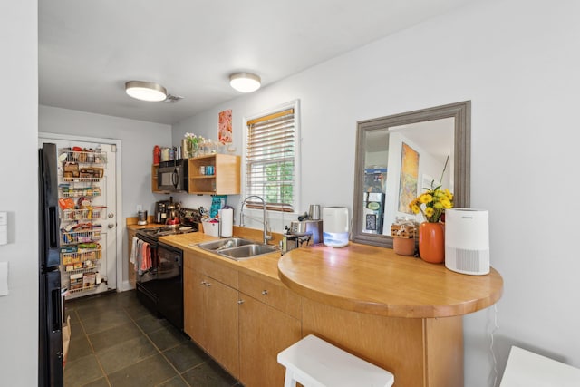 87 America St Unit A, B, C, Charleston, SC 29403 - kitchen featuring black appliances, a sink, open shelves, and light countertops
