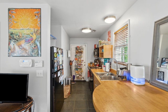 87 America St Unit A, B, C, Charleston, SC 29403 - kitchen featuring a sink, black appliances, dark tile patterned flooring, and open shelves