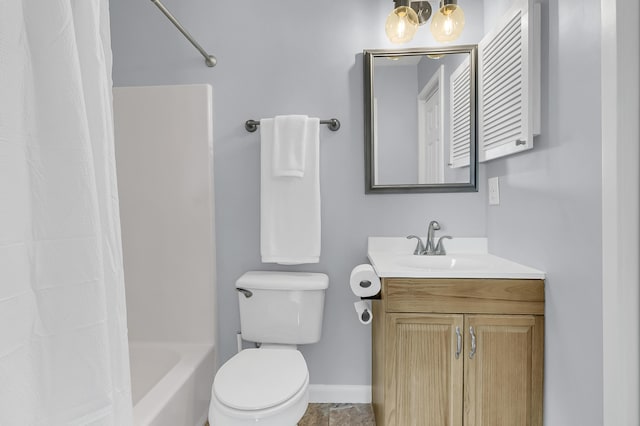 full bathroom featuring vanity, toilet, and shower / bath combo with shower curtain