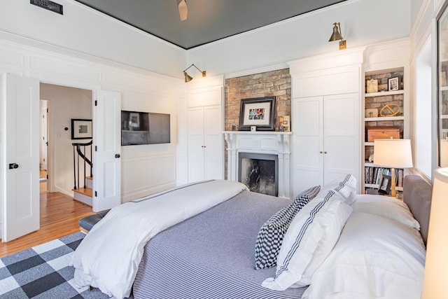 bedroom with light wood-style floors