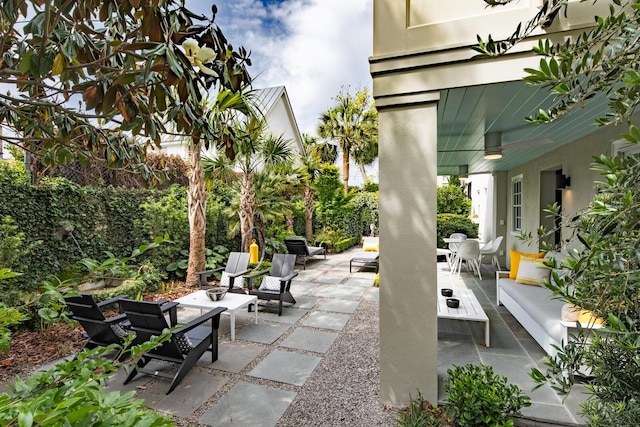 view of patio with an outdoor living space
