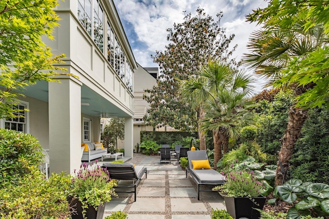 view of patio with an outdoor living space