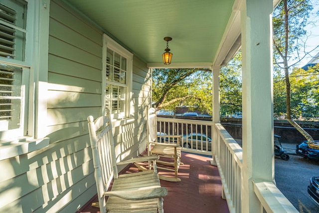 deck with a porch