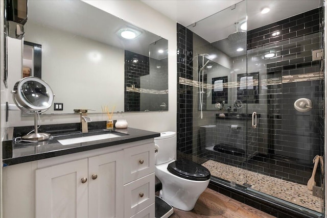 1481 Center Street Ext Unit 1102, Mount Pleasant, SC 29464 - full bathroom with a stall shower, vanity, and wood finished floors