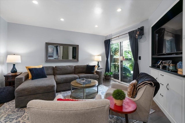 1481 Center Street Ext Unit 1102, Mount Pleasant, SC 29464 - living area featuring recessed lighting and dark wood-style floors