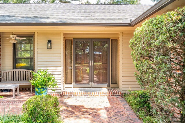 528 Wampler Dr, Charleston, SC 29412 - view of exterior entry featuring french doors, roof with shingles, and a porch