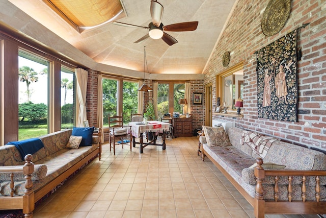 528 Wampler Dr, Charleston, SC 29412 - sunroom featuring tile patterned flooring, healthy amount of natural light, and brick wall