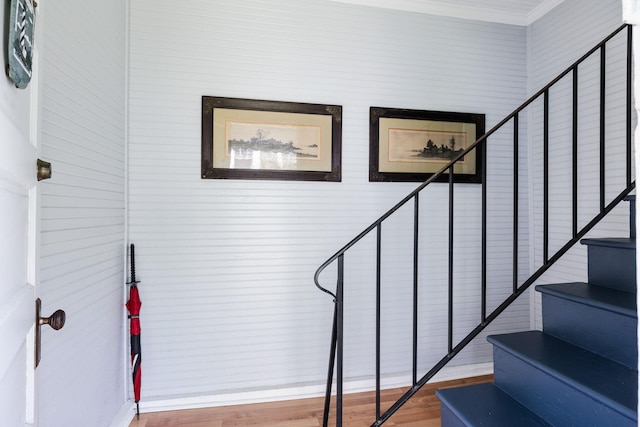4626 Ohear Ave, North Charleston, SC 29405 - stairs with wood finished floors and crown molding