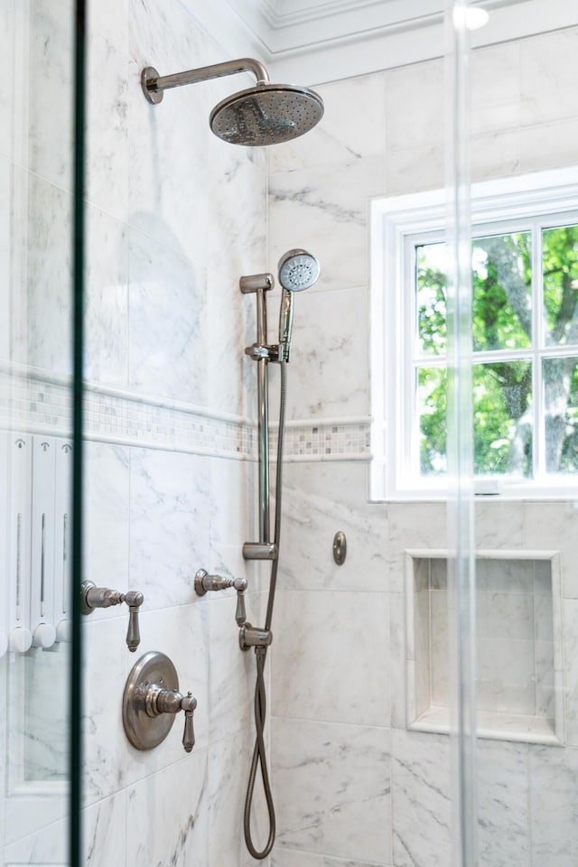 interior details with tiled shower