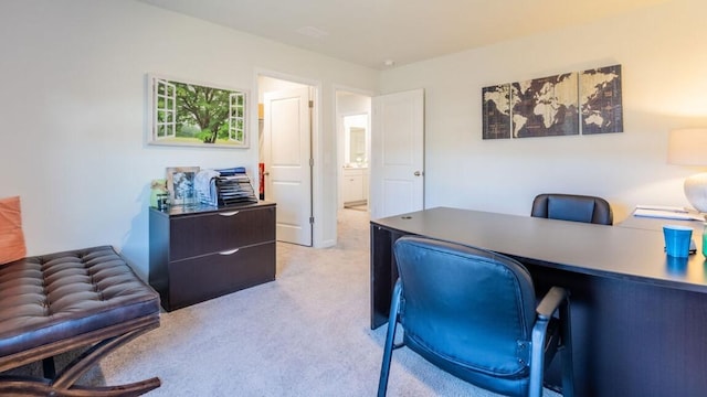 office area with light colored carpet