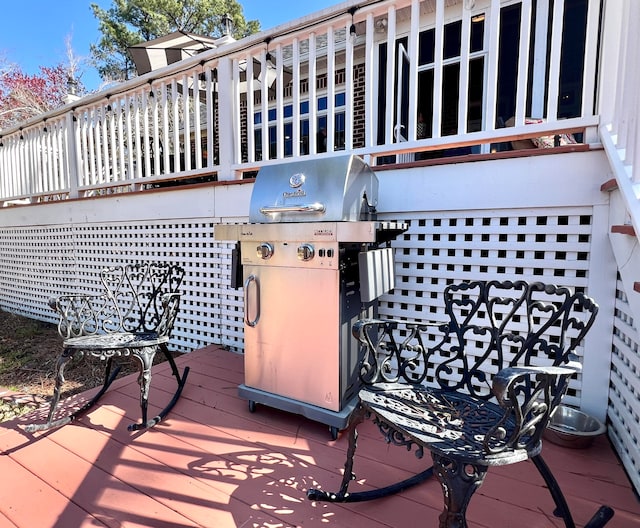 deck with a grill