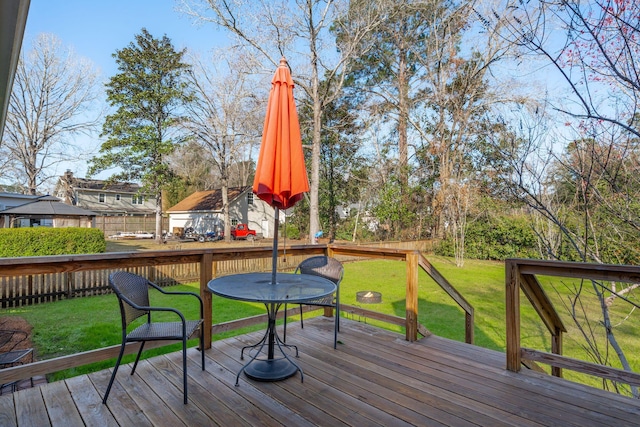 wooden deck featuring a yard