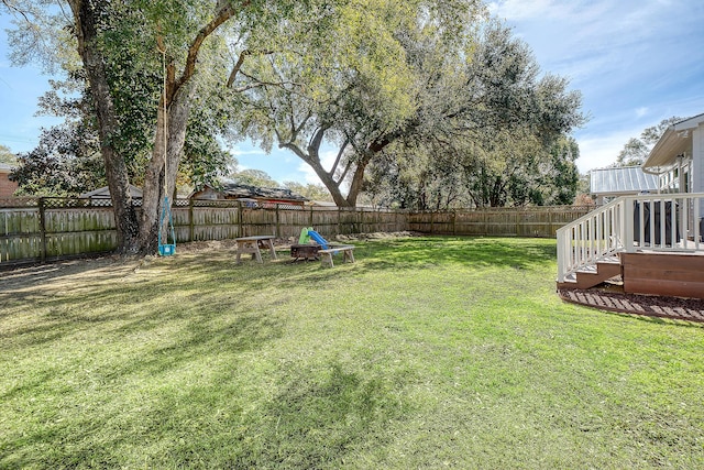 view of yard featuring a fenced backyard