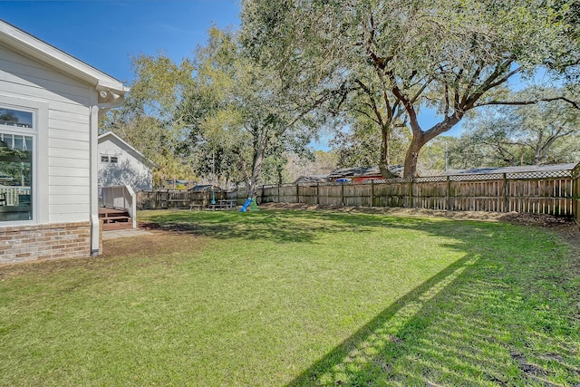 view of yard featuring a fenced backyard