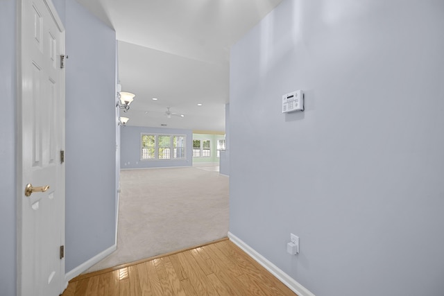 261 Sweet Alyssum Dr, Ladson, SC 29456 - corridor with wood finished floors, baseboards, recessed lighting, and carpet flooring