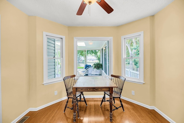 721 Lake Frances Dr, Charleston, SC 29412 - dining room featuring wood finished floors, a ceiling fan, a textured ceiling, and a desk