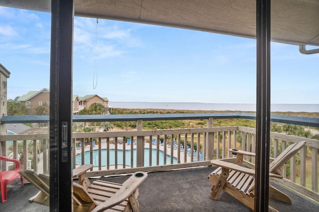 balcony with a water view