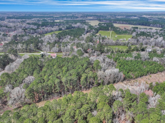 bird's eye view featuring a forest view