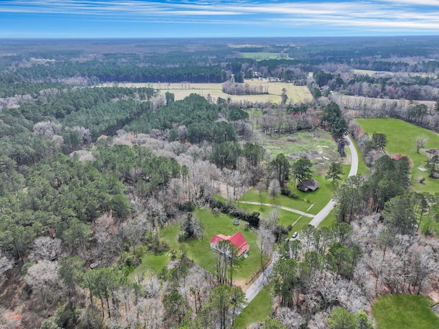 bird's eye view with a view of trees