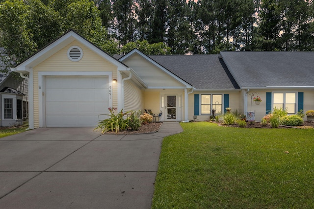 9091 Delancey Cir N, Charleston, SC 29406 - view of front of property featuring concrete driveway, a garage, a front lawn, and a shingled roof