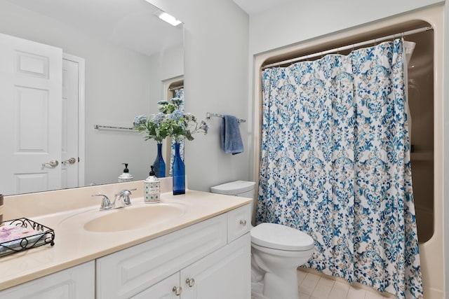 9091 Delancey Cir N, Charleston, SC 29406 - bathroom with vanity, tile patterned floors, and a shower with shower curtain