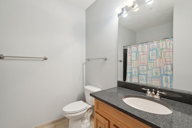 1984 Folly Rd Unit A310, Charleston, SC 29412 - bathroom featuring toilet, vanity, tile patterned flooring, and a shower with shower curtain