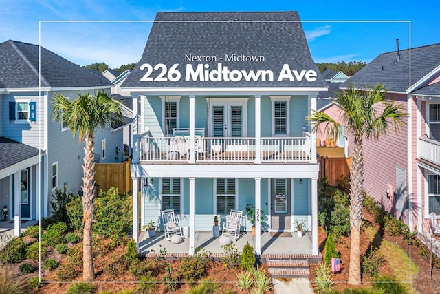 226 Midtown Ave, Summerville, SC 29486 - view of front of home featuring covered porch, french doors, and roof with shingles
