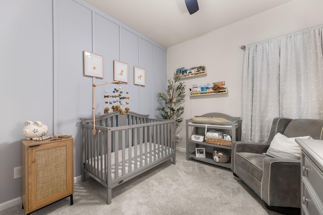 226 Midtown Ave, Summerville, SC 29486 - carpeted bedroom featuring a nursery area, baseboards, and a ceiling fan
