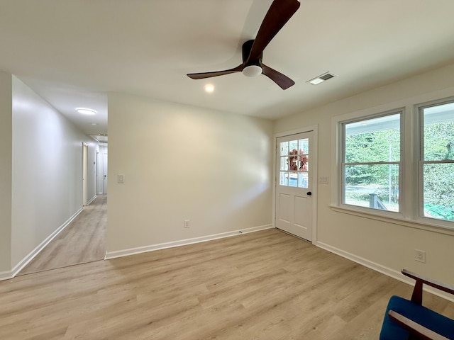 6086 Chisolm Rd, Johns Island, SC 29455 - interior space with light wood-style floors, baseboards, ceiling fan, and visible vents