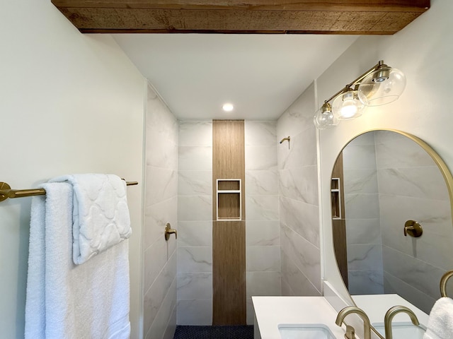 6086 Chisolm Rd, Johns Island, SC 29455 - full bathroom featuring a sink and tiled shower
