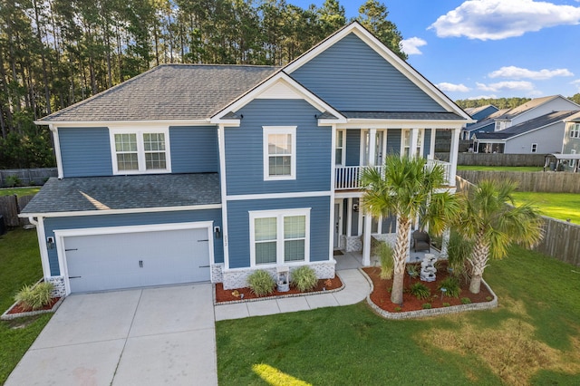 202 Buttercup Ln, Summerville, SC 29486 - view of front of home featuring roof with shingles, a balcony, driveway, and a garage