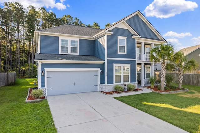 202 Buttercup Ln, Summerville, SC 29486 - traditional-style home with a garage, concrete driveway, a balcony, and a shingled roof