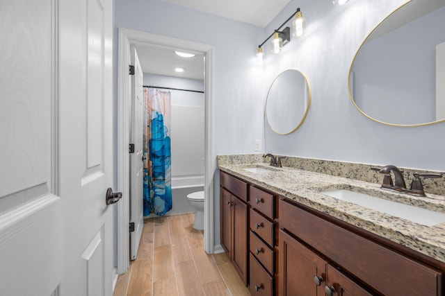 202 Buttercup Ln, Summerville, SC 29486 - full bath featuring double vanity, wood finished floors, and shower / bath combo with shower curtain