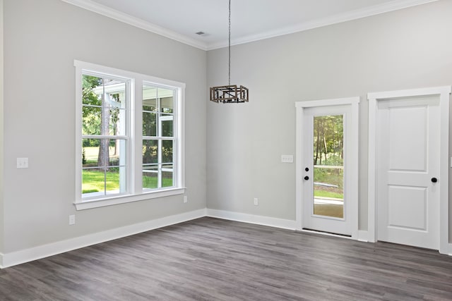 unfurnished room with dark hardwood / wood-style floors and a healthy amount of sunlight