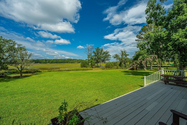 1227 River Rd, Johns Island, SC 29455 - view of green lawn featuring a deck