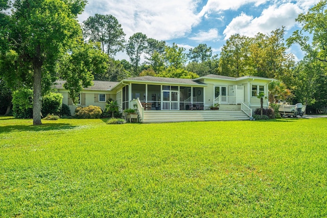 1227 River Rd, Johns Island, SC 29455 - back of property featuring a sunroom and a yard