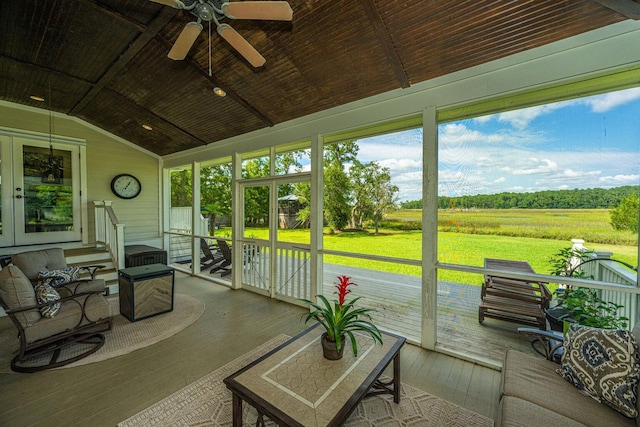 1227 River Rd, Johns Island, SC 29455 - sunroom / solarium with a ceiling fan and vaulted ceiling