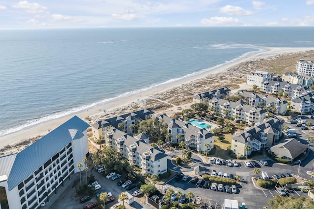 aerial view with a beach view and a water view