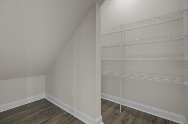 5629 Ellington School Rd, Ravenel, SC 29470 - additional living space featuring dark wood-style floors, baseboards, and vaulted ceiling