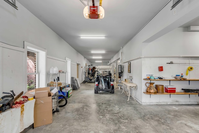 garage with a garage door opener